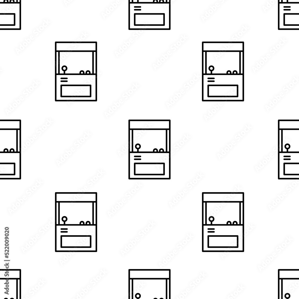 Poster arcade icon pattern. seamless arcade pattern on white background.