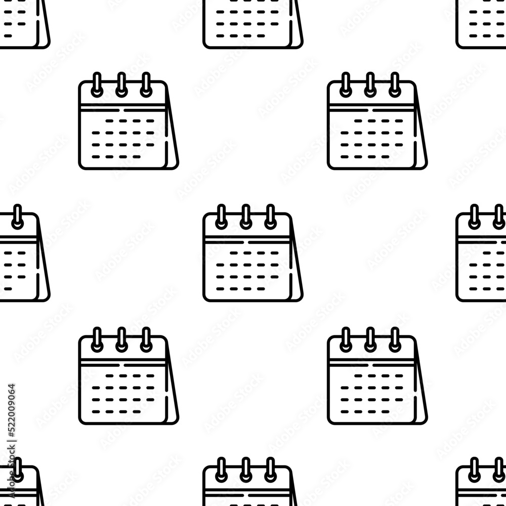 Poster calendar icon pattern. seamless calendar pattern on white background.