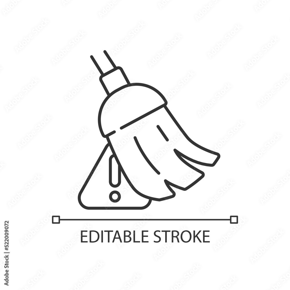 Poster removing mistakes tool linear icon. failure analysis. data cleaning. check grammar errors. editing. 