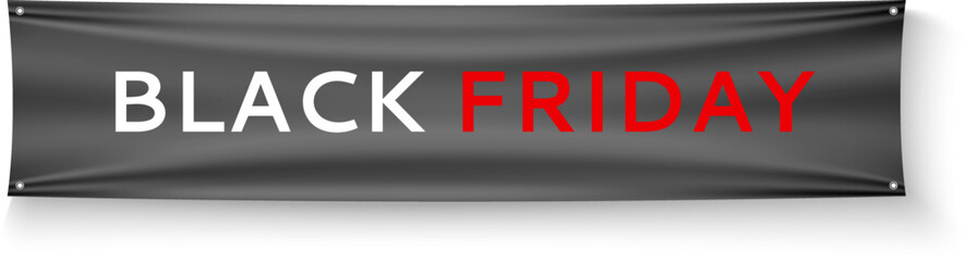 Black friday advertising. Realistic fabric banner template
