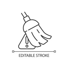 Removing mistakes tool linear icon. Failure analysis. Data cleaning. Check grammar errors. Editing. Thin line illustration. Contour symbol. Vector outline drawing. Editable stroke. Arial font used