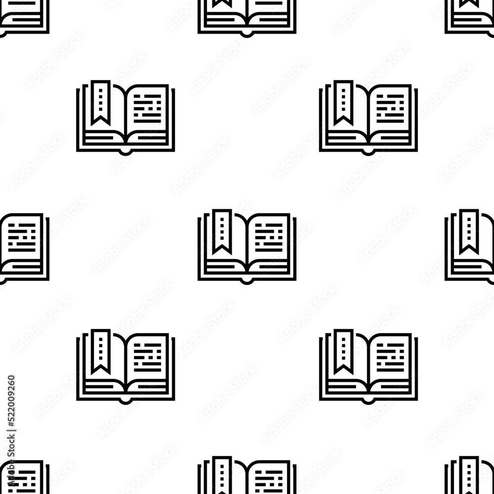 Poster open book icon pattern. seamless open book pattern on white background.