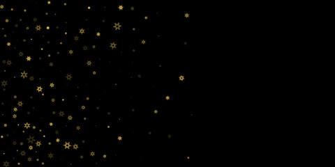 Falling Snow flakes golden pattern Holiday Vector