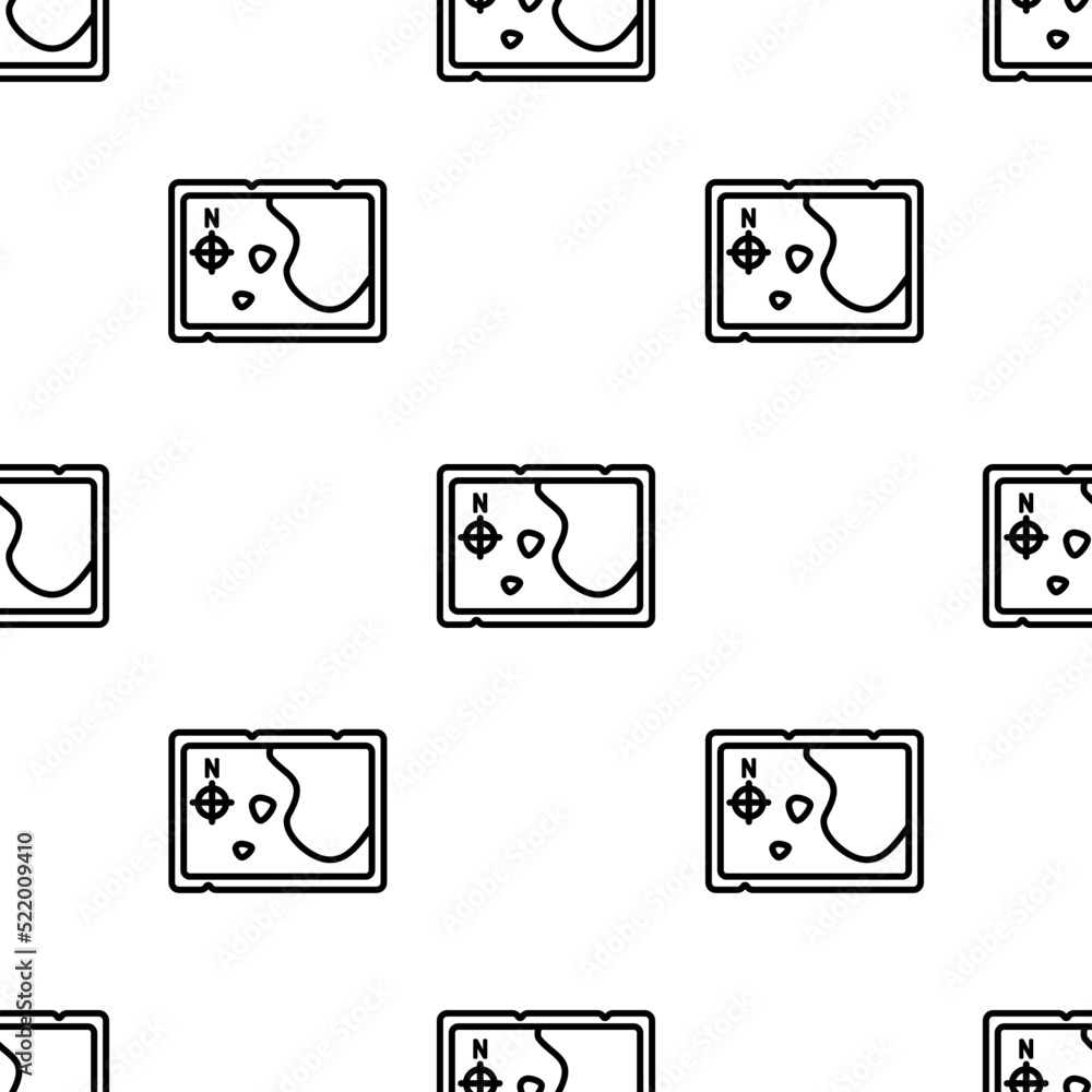 Poster map icon pattern. seamless map pattern on white background.