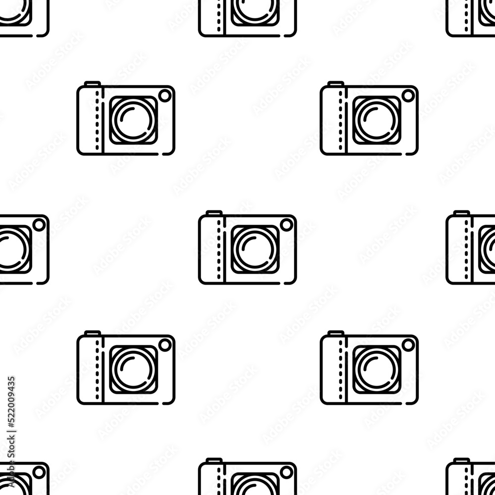 Poster camera icon pattern. seamless camera pattern on white background.