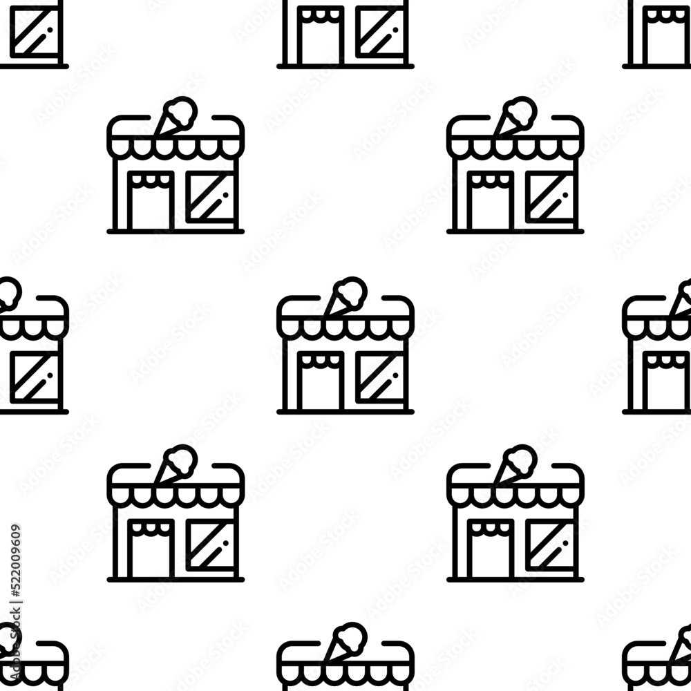Poster store icon pattern. seamless store pattern on white background.