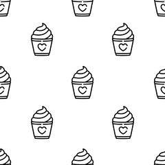 cake icon pattern. Seamless cake pattern on white background.