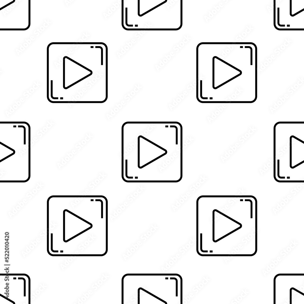 Poster play button icon pattern. Seamless play button pattern on white background.