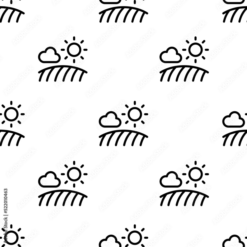 Poster field icon pattern. seamless field pattern on white background.
