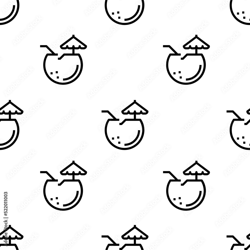 Poster coconut icon pattern. seamless coconut pattern on white background.