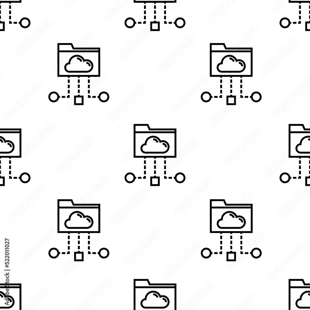 Poster cloud folder icon pattern. seamless cloud folder pattern on white background.