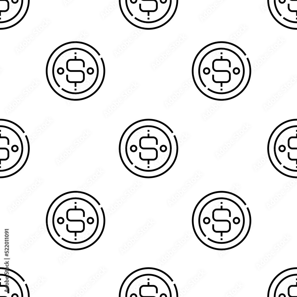 Poster coin icon pattern. seamless coin pattern on white background.
