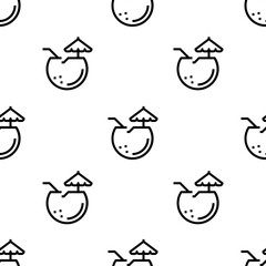 coconut icon pattern. Seamless coconut pattern on white background.