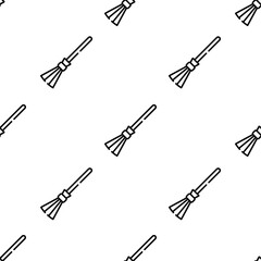 broom icon pattern. Seamless broom pattern on white background.