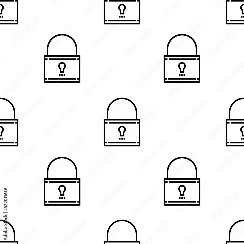 Poster padlock icon pattern. seamless padlock pattern on white background.