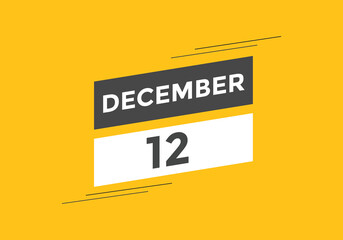 Fototapeta premium december 12 calendar reminder. 12th december daily calendar icon template. Calendar 12th december icon Design template. Vector illustration 