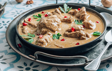 Satsivi is a cold Georgian dish made from boiled chicken pieces and walnut sauce.