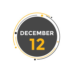 december 12 calendar reminder. 12th december daily calendar icon template. Calendar 12th december icon Design template. Vector illustration
