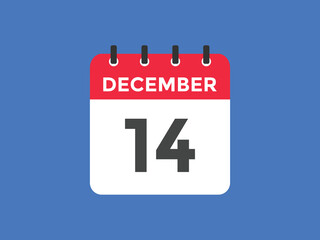 december 14 calendar reminder. 14th december daily calendar icon template. Calendar 14th december icon Design template. Vector illustration
