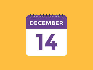 december 14 calendar reminder. 14th december daily calendar icon template. Calendar 14th december icon Design template. Vector illustration
