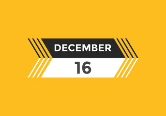 december 16 calendar reminder. 16th december daily calendar icon template. Calendar 16th december icon Design template. Vector illustration
