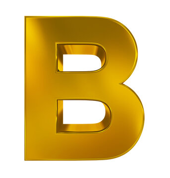 Letter B 3d Golden Isolated On White - 3d Rendering