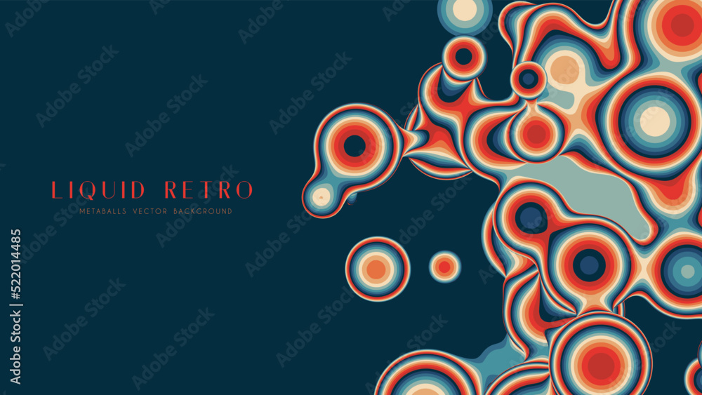 Poster liquid retro 3d metaball, with organic structure. abstract vector colorful background. fluid futuris