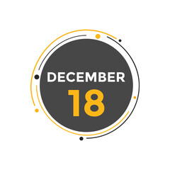 december 18 calendar reminder. 18th december daily calendar icon template. Calendar 18th december icon Design template. Vector illustration
