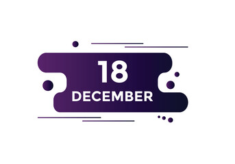 december 18 calendar reminder. 18th december daily calendar icon template. Calendar 18th december icon Design template. Vector illustration
