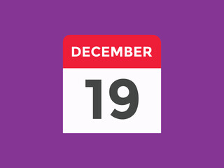 december 19 calendar reminder. 19th december daily calendar icon template. Calendar 19th december icon Design template. Vector illustration
