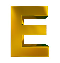 letter E 3d golden isolated on white - 3d rendering
