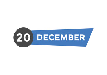 december 20 calendar reminder. 20th december daily calendar icon template. Calendar 20th december icon Design template. Vector illustration
