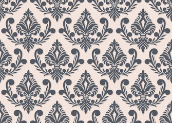 Damask seamless pattern element. Vector floral damask ornament vintage illustration.