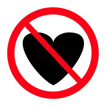 No Heart Sign Icon , Forbidden Love Sign Icon 