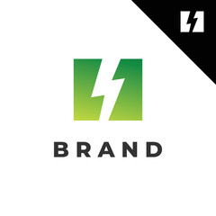 Obraz premium Thunder Logo , Lightning in Square , Flash Icon , Vector Illustration Template