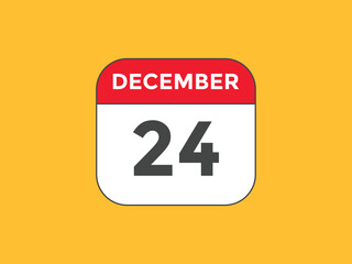 december 24 calendar reminder. 24th december daily calendar icon template. Calendar 24th december icon Design template. Vector illustration
