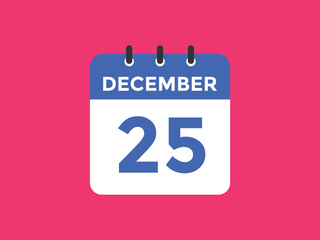 december 25 calendar reminder. 25th december daily calendar icon template. Calendar 25th december icon Design template. Vector illustration

