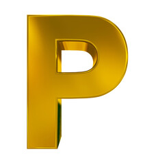 letter P 3d golden isolated on white - 3d rendering