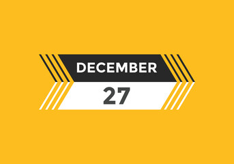 december 27 calendar reminder. 27th december daily calendar icon template. Calendar 27th december icon Design template. Vector illustration
