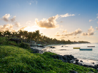 Sunset over Mauritius east coast, Belle Mare