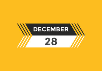 december 28 calendar reminder. 28th december daily calendar icon template. Calendar 28th december icon Design template. Vector illustration
