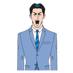アメコミタッチの怒るビジネスマン