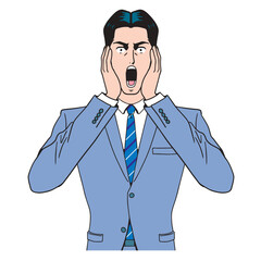 アメコミタッチのショックを受けるビジネスマン