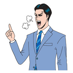 アメコミタッチの怒るビジネスマン