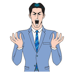 アメコミタッチの怒るビジネスマン