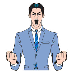 アメコミタッチの気合を入れたビジネスマン
