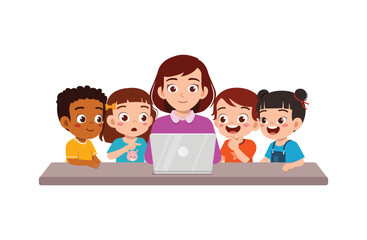 teacher explain about computer and internet to student