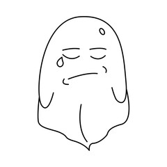 crying ghost, not colored, linear drawing, halloween