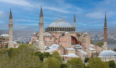 Naklejka na ściany i meble Istanbul, Turkey - April 29, 2022 - The Hagia Sophia Mosque.