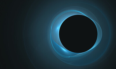 Black hole, opening or galactic portal into infinity with layers of veils and shrouds glowing around. Great as cover print, decorative element, template. Minimal laconic simple 3d artwork or poster. - 522021467